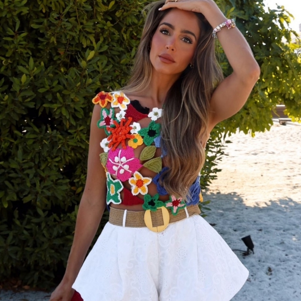 ZARA Colorful Crocheted Floral Open Knit Statement Top In XS/S NWT, RARE - Picture 7 of 16